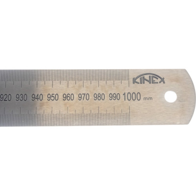 Стальная линейка Kinex (K-MET) 1000х38х1,8 мм, шкала 1 мм 1024 - профессиональная измерительная линейка