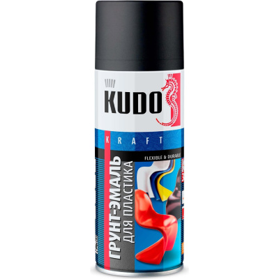 Грунт-эмаль аэрозоль для пластика KUDO черная 520 мл RAL 9005