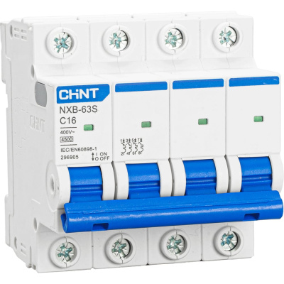 Автоматический выключатель CHINT модульный 4п C 16А 4.5кА NXB-63S (R)