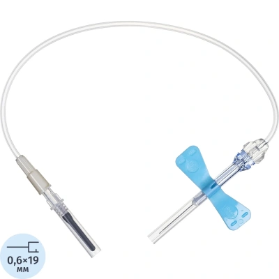 Игла-бабочка 23G 19см голуб. луер-адапт. VACUETTE Safety 450082V1 90шт/уп