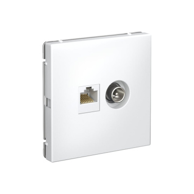 Розетка двойная ТВ + компьютерная RJ45, Systeme Electric ArtGallery Белый кат. 5Е