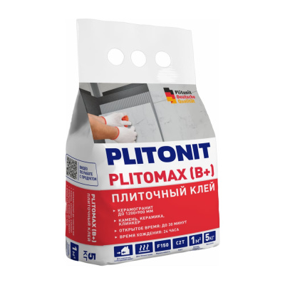 Клей для керамогранита PLITONIT PLITOMAX (B) 5 кг, размером до 120х90 см