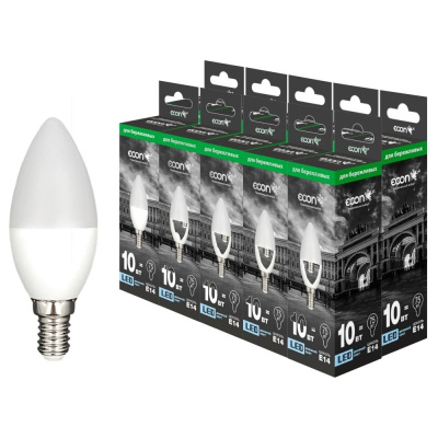 Лампа светодиодная Econ LED CN 10Вт E14 4200K B35 ES (упаковка 10шт) 10-7210010