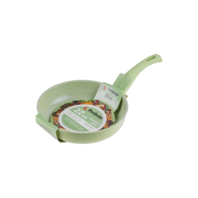 Сковорода PERFECTO LINEA Cook&Fun 22x5.3 см, алюминиевая, антипригарное покрытие, зеленая 55-220201