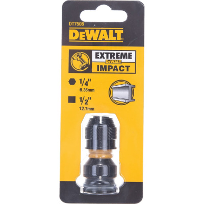 Адаптер для ударных гайковертов шестигранник 1/4”F - квадрат 1/2”F DEWALT