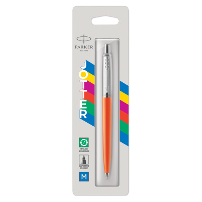 Ручка шариковая PARKER "Jotter Orig Orange", корпус оранжевый, детали хром, блистер, синяя, 2076054