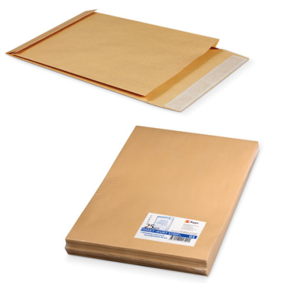 Пакет почтовый B4, KurtStrip, 250*353*40мм, коричневый крафт, отр. лента, 130г/м2