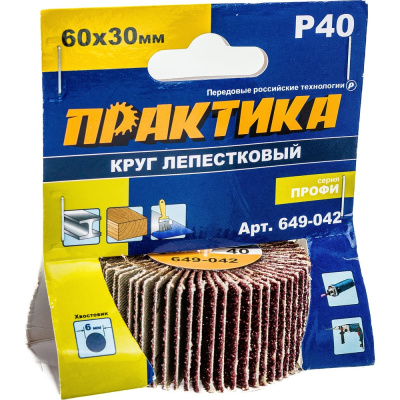 Круг лепестковый с оправкой (60х30 мм; P40) ПРАКТИКА