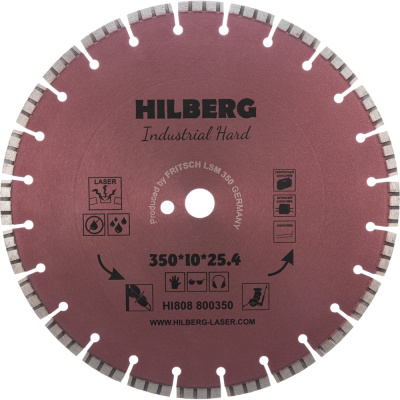Диск алмазный отрезной Hilberg Industrial Hard (350х25.4 мм) HI808 Назначение: сильно армированный бетон, железобетон