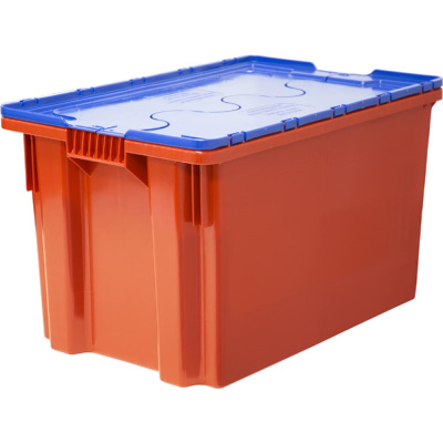 Ящик Тара.ру п/э 600х400х365 сплошной, с синей крышкой, Safe PRO, красный