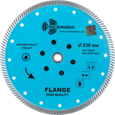 Диск алмазный отрезной Турбо с фланцем Grand hot press (230 мм; М14) TRIO-DIAMOND FHQ456 Назначение: гранит, мрамор