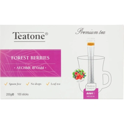 Чай TEATONE "Forest berries" фруктовый со вкусом лесных ягод, 100 стиков по 2 г, 1257