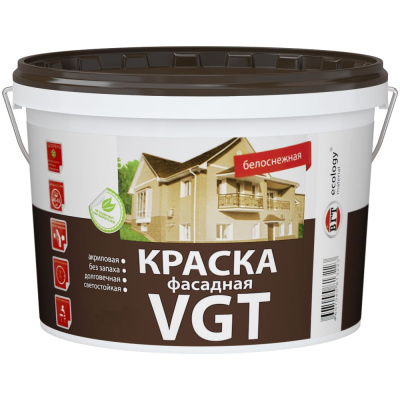 Фасадная краска VGT ВД АК 1180 Белоснежная 7кг