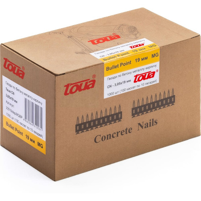 Гвозди по бетону TOUA MG bullet point 3,05х19 мм (1000 шт.) 30519stepMGBP