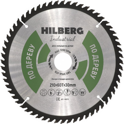 Диск пильный Hilberg Industrial Дерево (210x30 мм; 60Т)