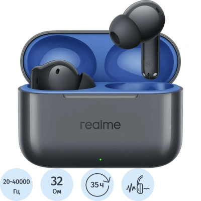 Наушники Realme Buds T200 Mystic Grey (Черный) Ru