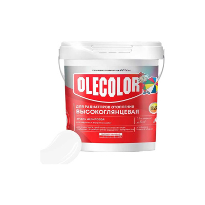 Акриловая эмаль для радиаторов отопления Olecolor (высокоглянцевая; 1 кг)