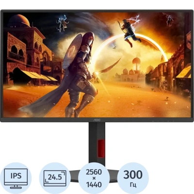 Монитор AOC Q25G4SR 25 QHD/IPS/300Гц/450cd/2xHDMI/DP/черный