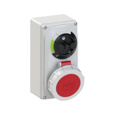 Розетка PCE настенная 32а/380v/3p+n+e/ip67, с выключателем и блокировкой 61252-6