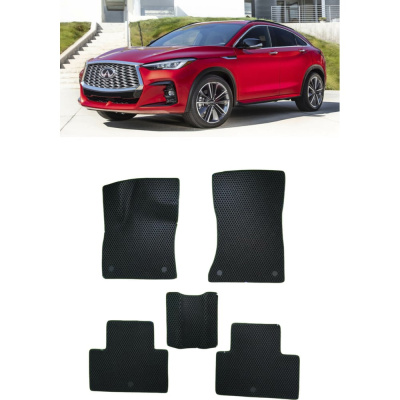Ковры в салон автомобиля Eva Smart infiniti qx55 2021 - эва сота серые c черной окантовкой
