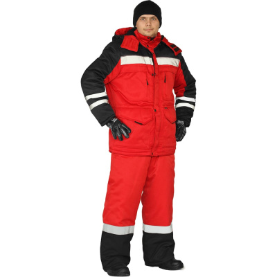 Зимний костюм URSUS ЗИМНИК красный/черный КОС631-242; 48-50, 182-188 состоит из удлиненной куртки и полукомбинезона