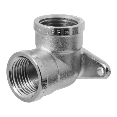 Уголок латунный никелированный (водорозетка) 1/2" в/в с креплением MPF