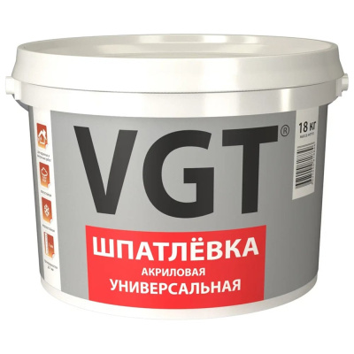 Шпатлевка универсальная VGT акриловая для наружных и внутренних работ 7,5 кг 3168