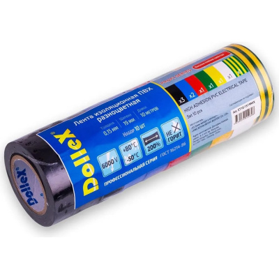 Лента изоляционная Dollex ПВХ (PVC) разноцветная PROFI 19 мм х 10 м