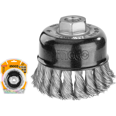 Проволочная щетка с гайкой INGCO 100 мм INDUSTRIAL