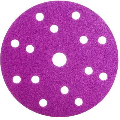 Круг шлифовальный Purple PP627 (150 мм; 15 отверстий; Р120; 100 шт) Hanko