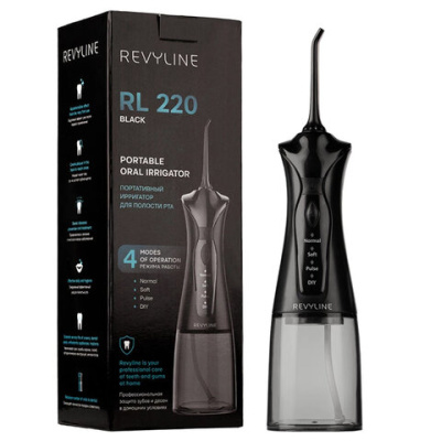 Ирригатор для полости рта REVYLINE RL 220, емкость резервуара 0,3 л, 2 насадки, черный, 7944