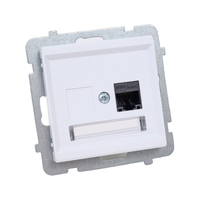 Компьютерная розетка Ospel Sonata 1-я, категория 5e, RJ-45, без рамки, белый