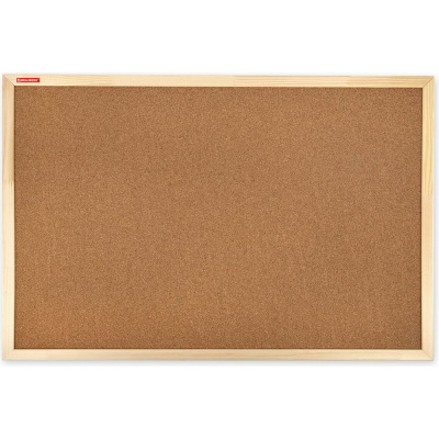 Доска пробковая для объявлений 60х90 см, деревянная рамка, BRAUBERG Wood, 238311