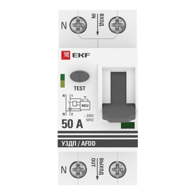 Устройство защиты от дугового пробоя EKF (УЗДП) 1P+N 50А PROxima afdd-2-50-pro без автоматического выключателя