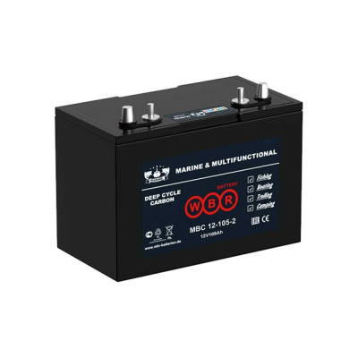 Тяговый аккумулятор для лодочного электромотора карбоновый (Carbon) WBR MBC12-105-2 12В, 105 Ач