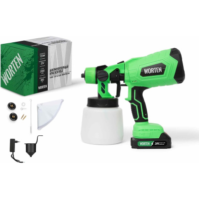 Аккумуляторный краскопульт WORTEN, 1х2 Ач, 120W 0,8л