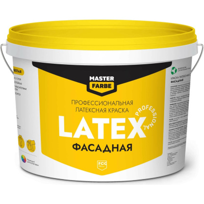 Фасадная краска MASTERFARBE PROLATEX ВД, атмосферостойкая, белая, 14 кг