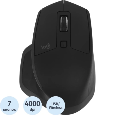Мышь компьютерная Logitech MX Master 2S черн.4000dpi BT USB 7b(910-007223)