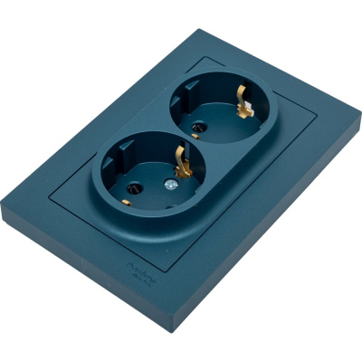 Розетка Systeme Electric AtlasDesign Изумруд с/з двойная, со шторками, 16А, в сборе SE