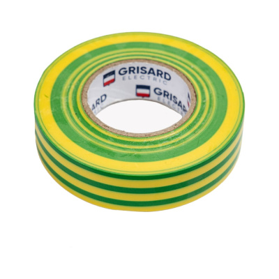 Универсальная изолента Grisard Electric 0,18x19 мм, желто-зеленая, 20 м, 10 шт