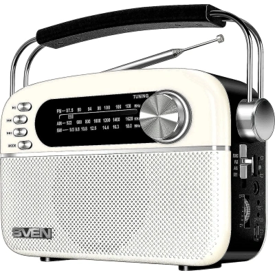 Радиоприемник SVEN SRP-505, белый, 3 Вт (RMS), Bluetooth, FM/AM/SW, USB