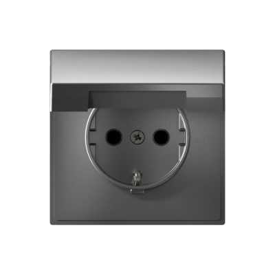 Розетка с заземлением со шторками c крышкой ArtGallery Systeme Electric 16А, быстрозажимные клеммы, механизм, Сталь