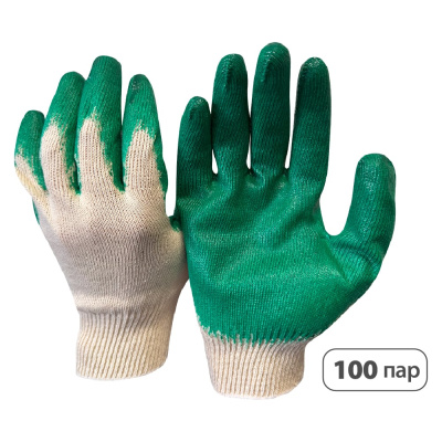 Перчатки SaveHands 104, ХБ с одинарным латексным обливом, 9 р., 13 класс, упаковка 100 пар 101104-100