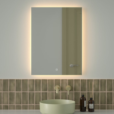 Зеркало с фацетом и LED-подсветкой DEFESTO 25W (60x80 cm) (Сенсорный выключатель) (Теплый белый свет) GLOW DF 2517S