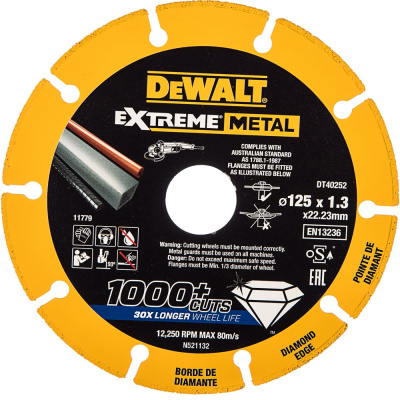 Алмазный диск отрезной по металлу 125х22.2 мм DEWALT