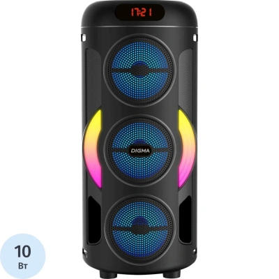 Акустическая система Digma D-MC1721 черный 10Вт/FM/USB/BT/micro SD