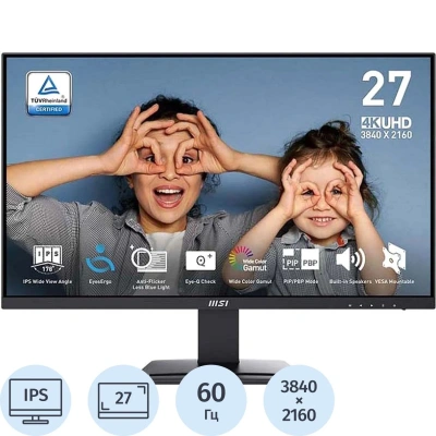 Монитор MSI MP273U (9S6-3PB4CH-230)27/4K UHD/IPS/60Hz/300cd/4ms/HDMI/DP