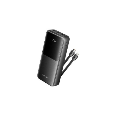 Power Bank VENTION 20000mAh (Micro-USB/C/A/A) со встроенными кабелями 22.5W черный с LED-дисплеем FHPB0