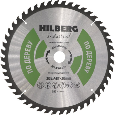 Диск пильный Hilberg Industrial Дерево (305x30 мм; 48Т)