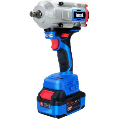 Аккумуляторный бесщеточный ударный гайковерт Vniissok V-1000N, 18 В, 1000 Нм, Li-ion, 2 аккумулятора 4,0 А·ч